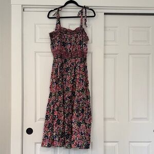 J Crew Smocked Floral Midi Dress
